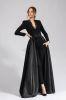 Aniela 2 ensemble, woollen trousers, detachable taffeta train, side zipper blouse with lace