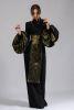 Catinca ensemble with bell trousers, tunic blouse with oversized cuffs, back zipper closure, detachable brocade apron