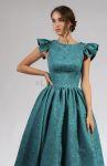 Lidia dress, cotton embroided brocade, tulle underskirt , custom made