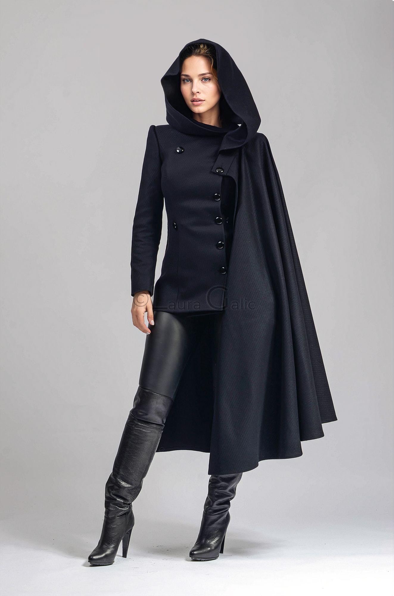 Long overcoat discount with removable cape