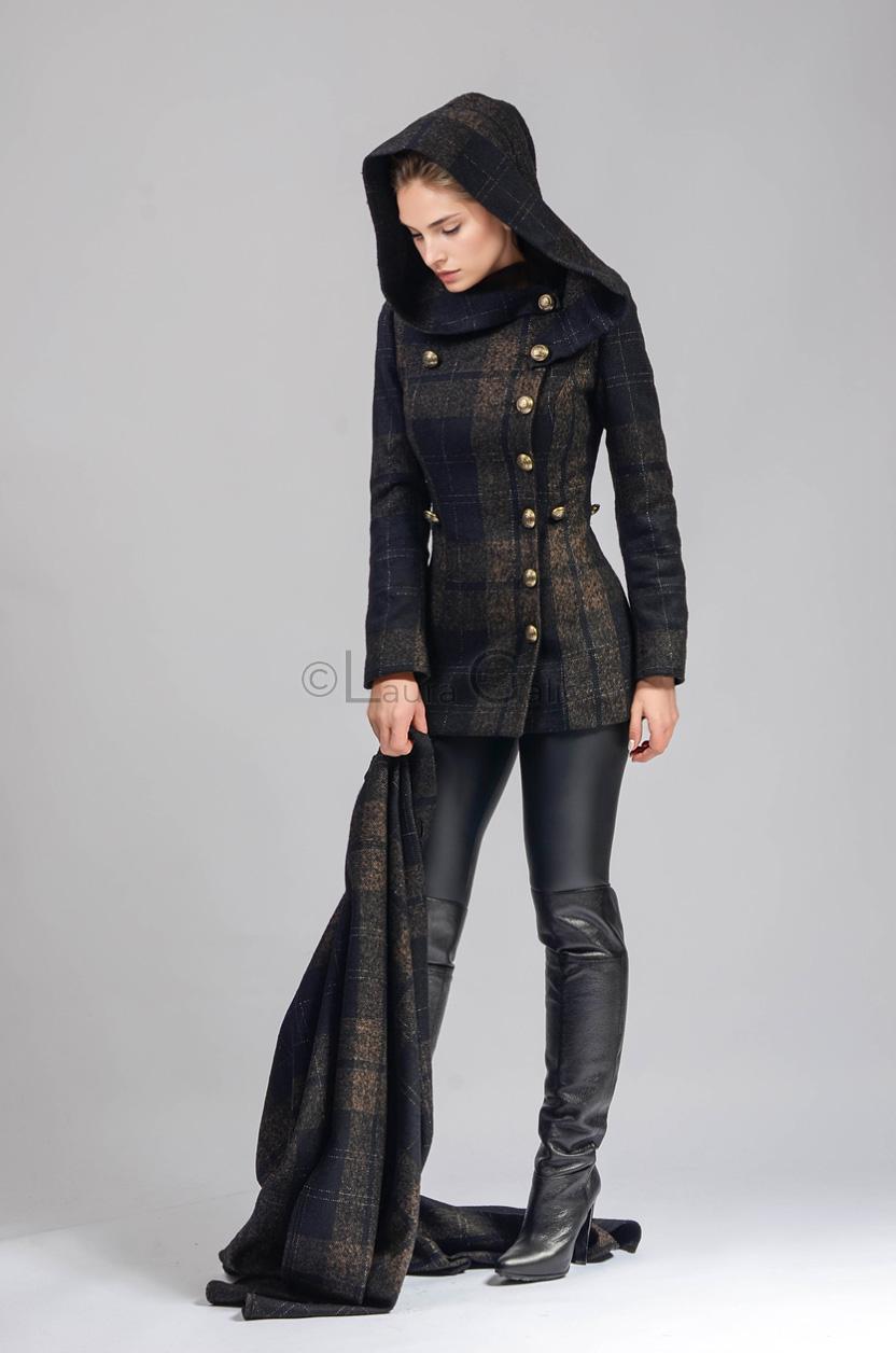 Hooded skirted coat top